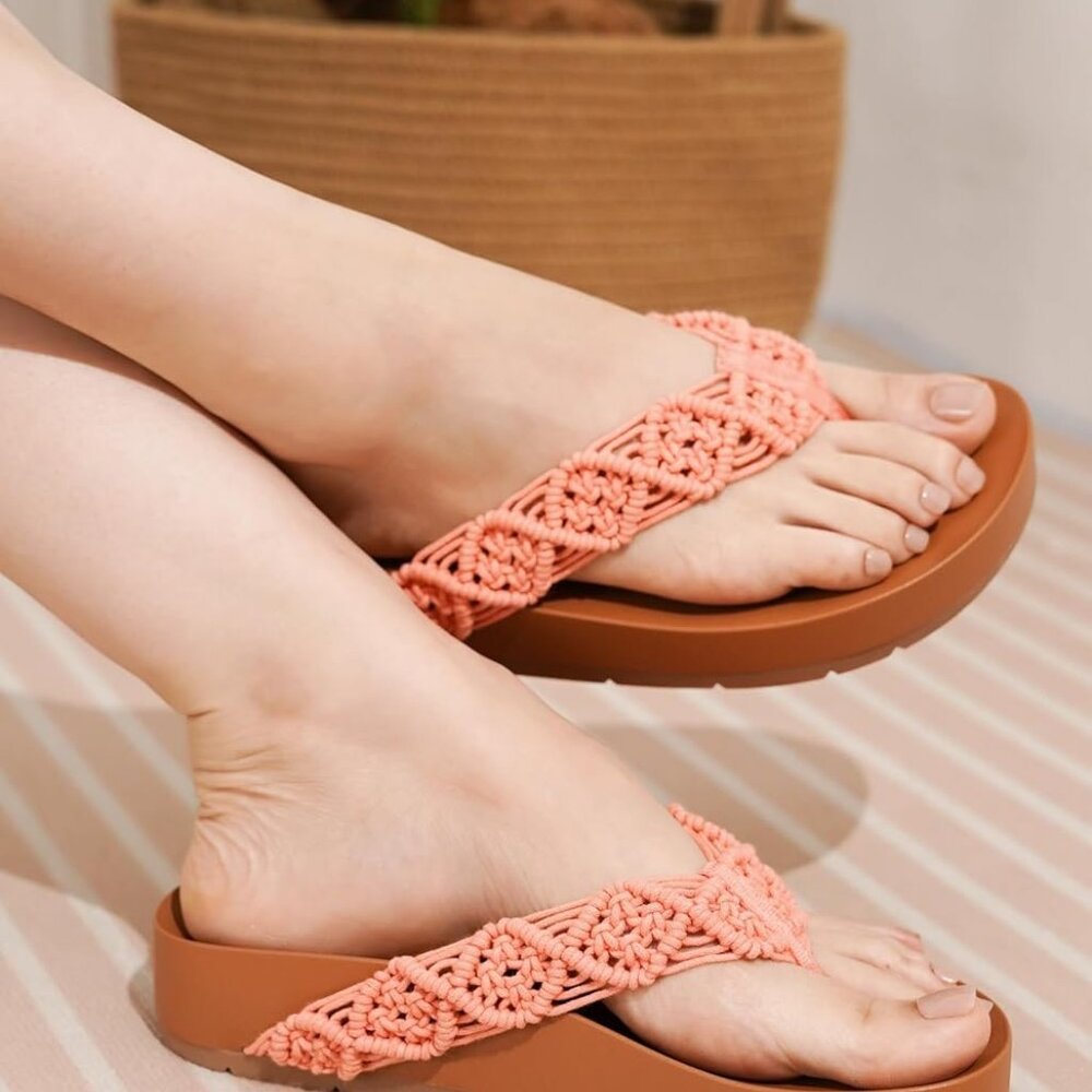 NEW Project Cloud Hammock Women's Comfortable Crochet Flip Flop Sandals Mango 6